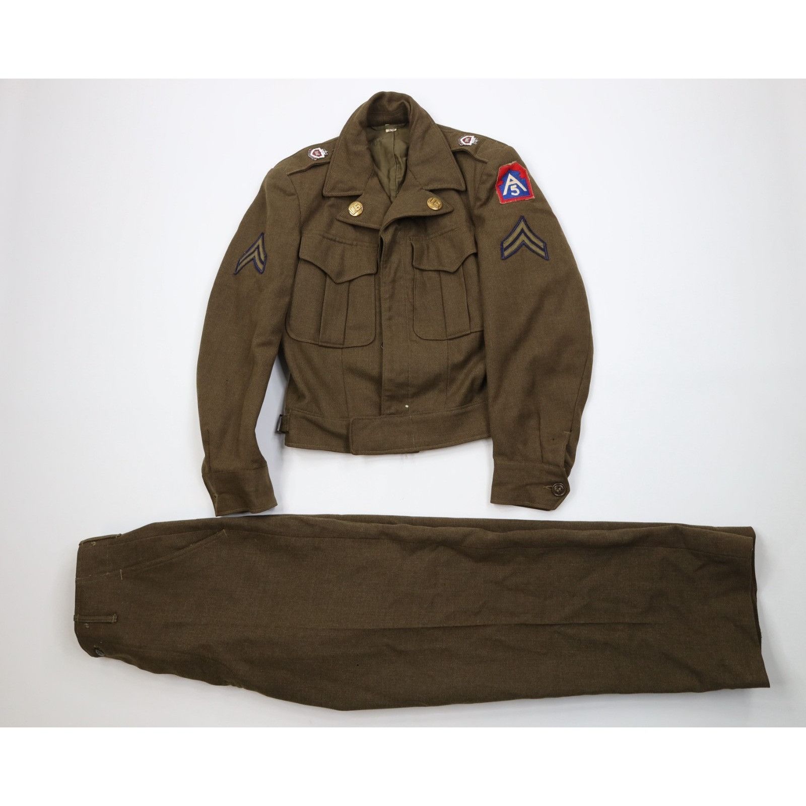 Vintage Vintage 50s Korean War 32R 2 Piece Wool Ike Uniform Suit Size 34R - 1 Thumbnail