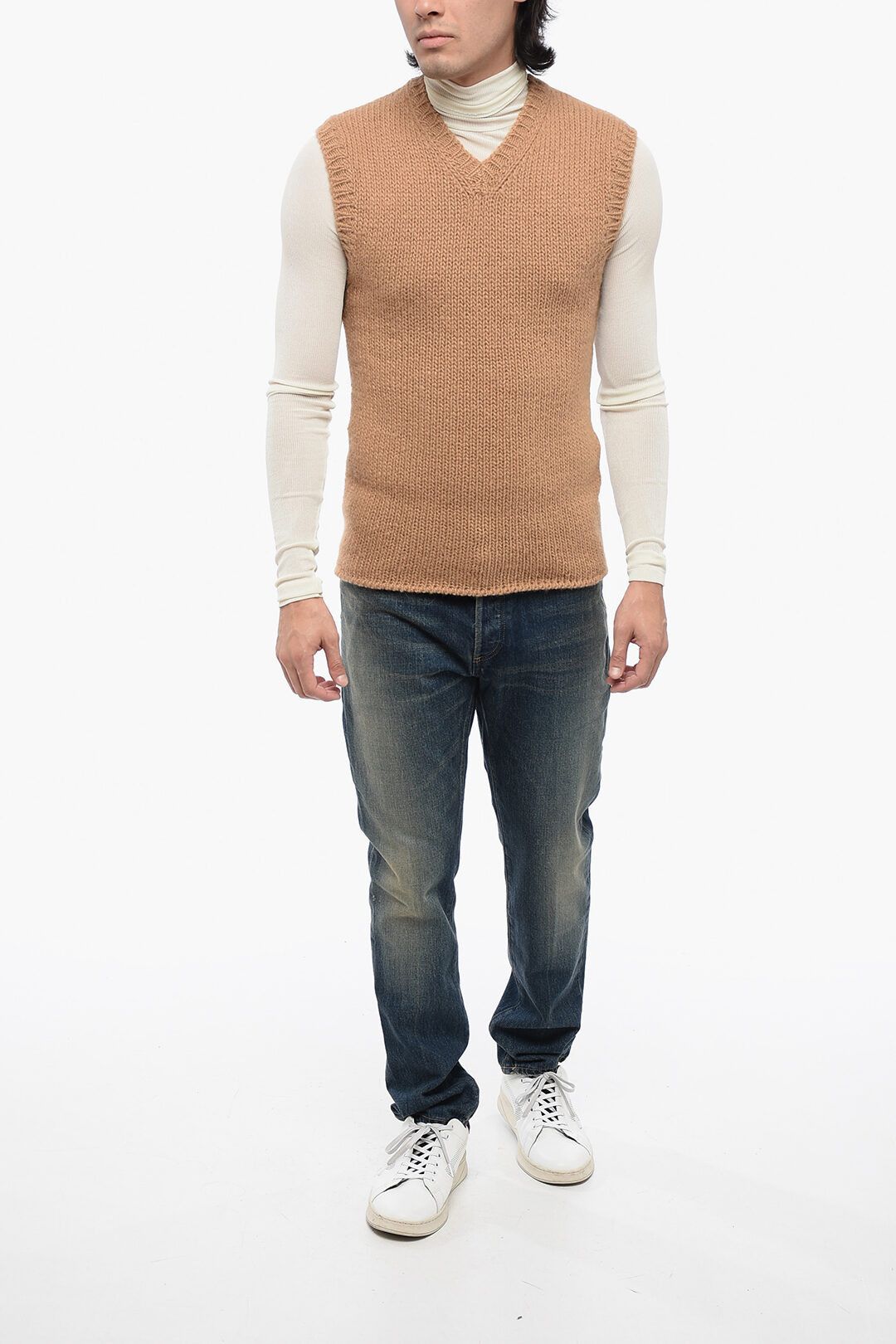 Dolce & Gabbana og1mm0825 Re-Edition Sleeveless Wool Blend Sweater in Beige Size US S / EU 44-46 / 1 - 4 Thumbnail