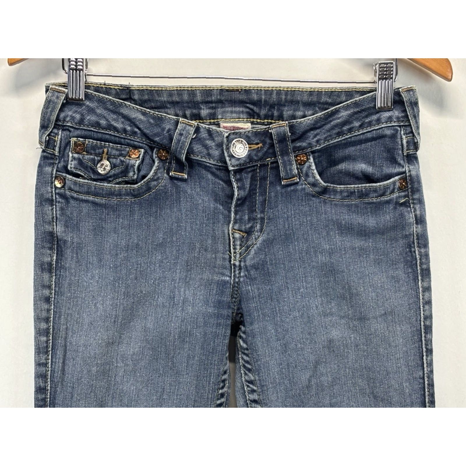 True Religion VINTAGE True Religion Jeans Women 29 28x32 Blue Sequin Pockets USA Y2K Womens Size 29" - 3 Thumbnail