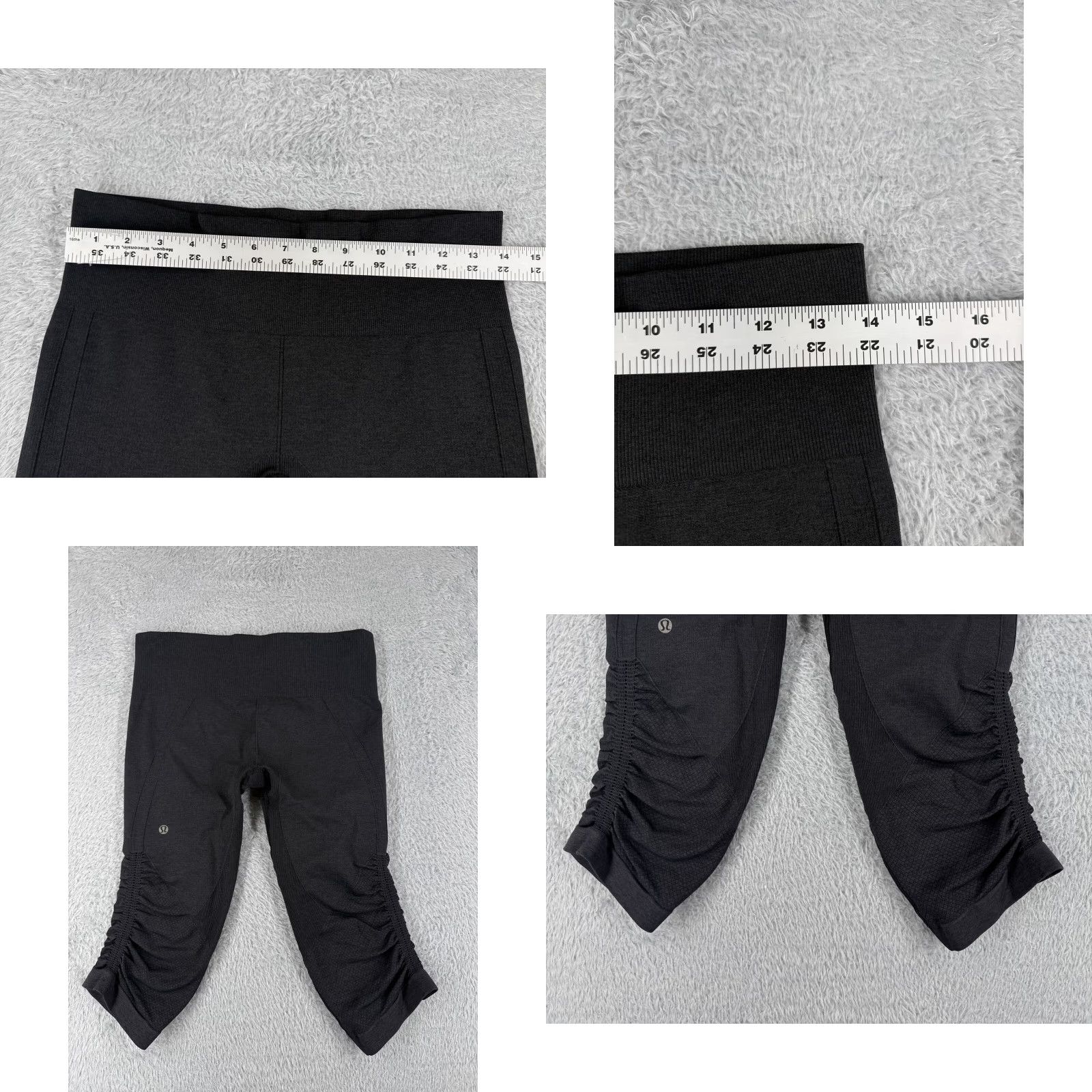 Lululemon Lululemon Pants Womens 8 Black In The Flow Crop Ruched Yoga Gym Workout Cropped Skinny Pockets Inseam 16 in Regular Size Type Pants Accessories Size 30" / US 8 / IT 44 - 8 Thumbnail