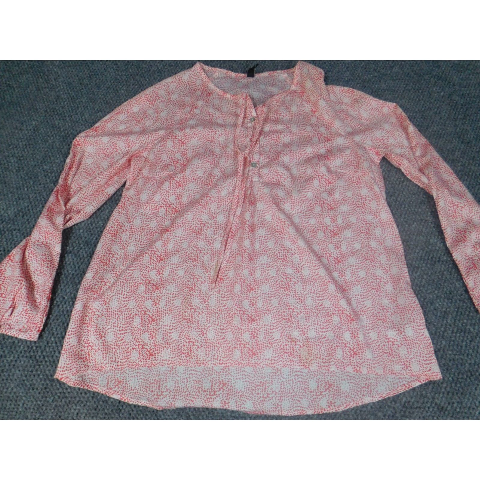 Vintage Misoka Womens Shirt L Red pullover dots Crew Neck Short Sleeve Cotton Blend Blouse Casual Vintage? No. (But ensure no extra). Size L / US 10 / IT 46 - 4 Thumbnail