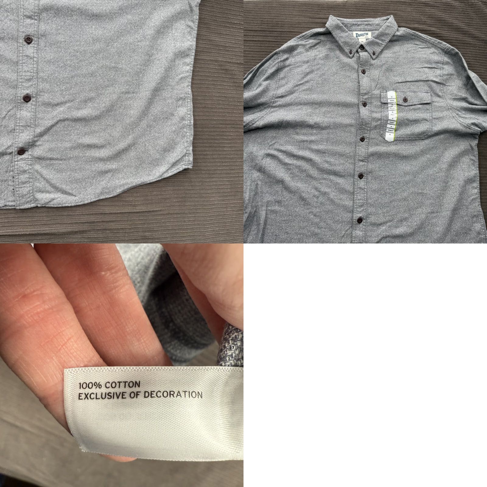 Duluth Trading Company Duluth Shirt Mens 2XL Gray Free Swingin' Twist Cotton Relaxed Fit Button Up Work Shirt Size US XXL / EU 58 / 5 - 8 Thumbnail
