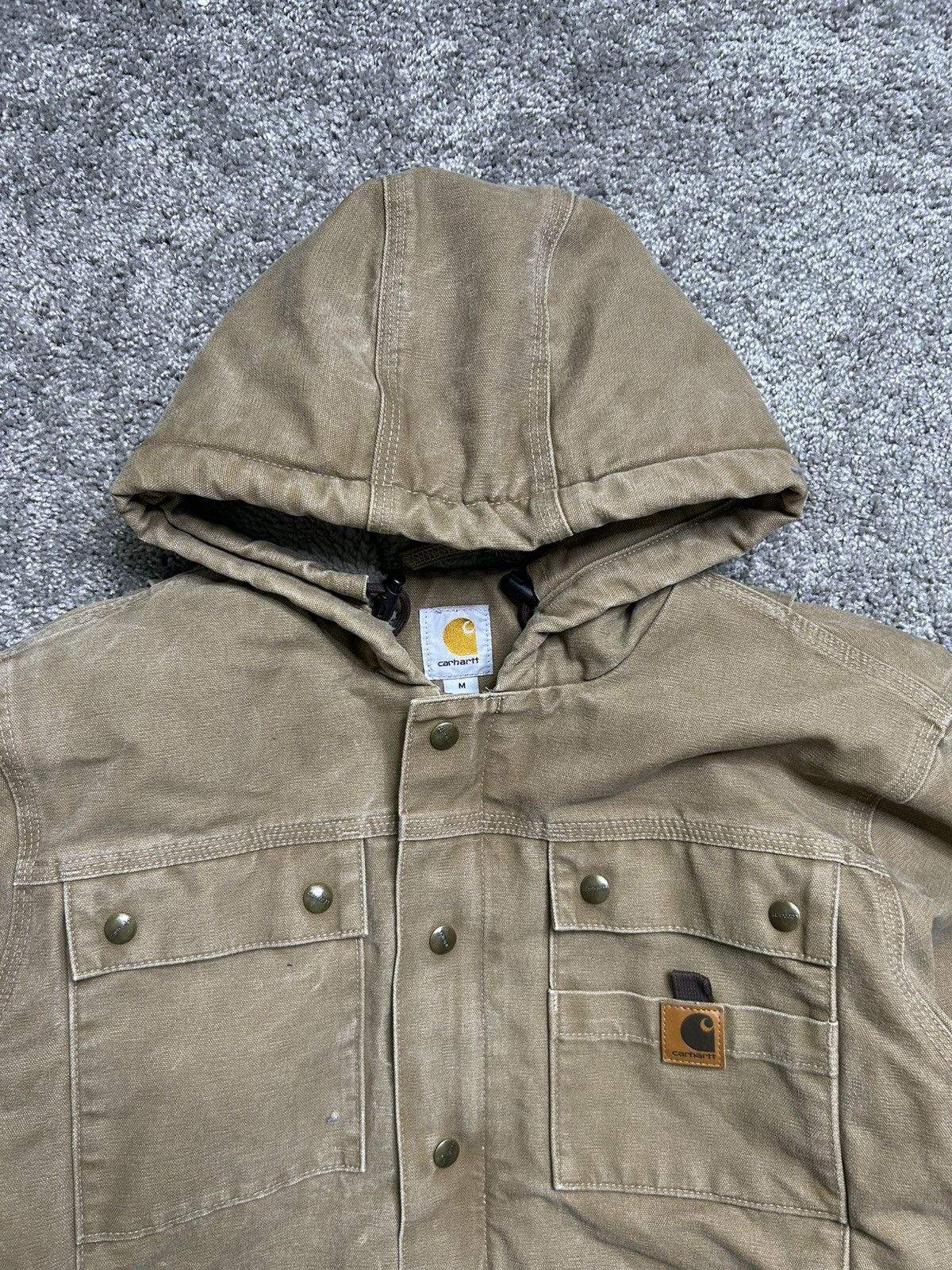 Carhartt Vintage Carhartt Sherpa Lined Hoodie Jacket Canvas Size US M / EU 48-50 / 2 - 2 Thumbnail