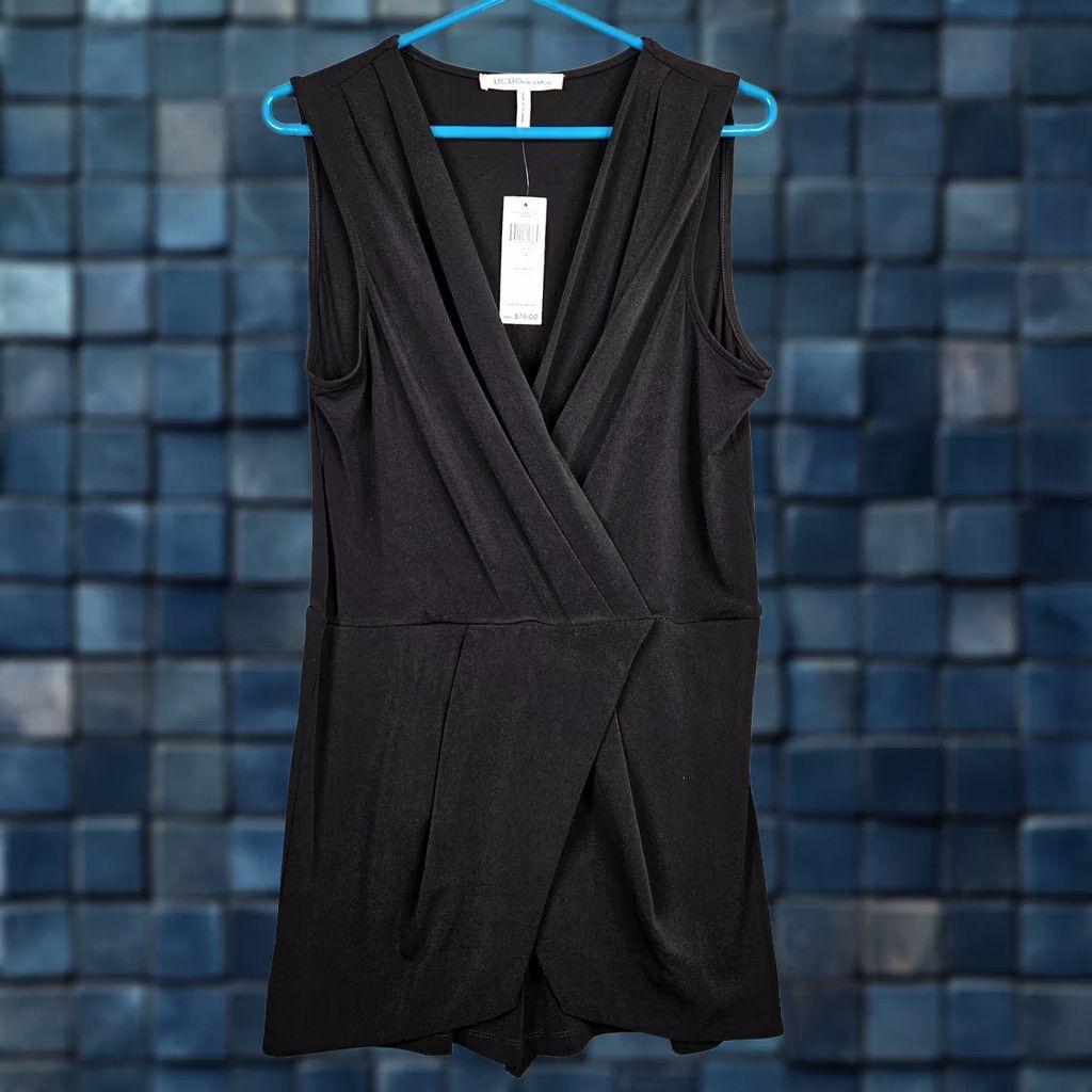 BCBGeneration BCBGGeneration Jumpsuits Women Black Surplice V-neck L Sleeveless Knit Polyester Spandex Size 36" / US 14 / IT 50 - 1 Thumbnail