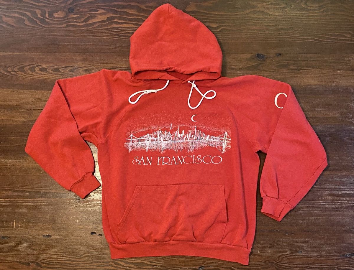 Hanes Vintage 80’s San Francisco Cali Red Raglan Hoodie Sweatshirt Size US S / EU 44-46 / 1 - 2 Thumbnail