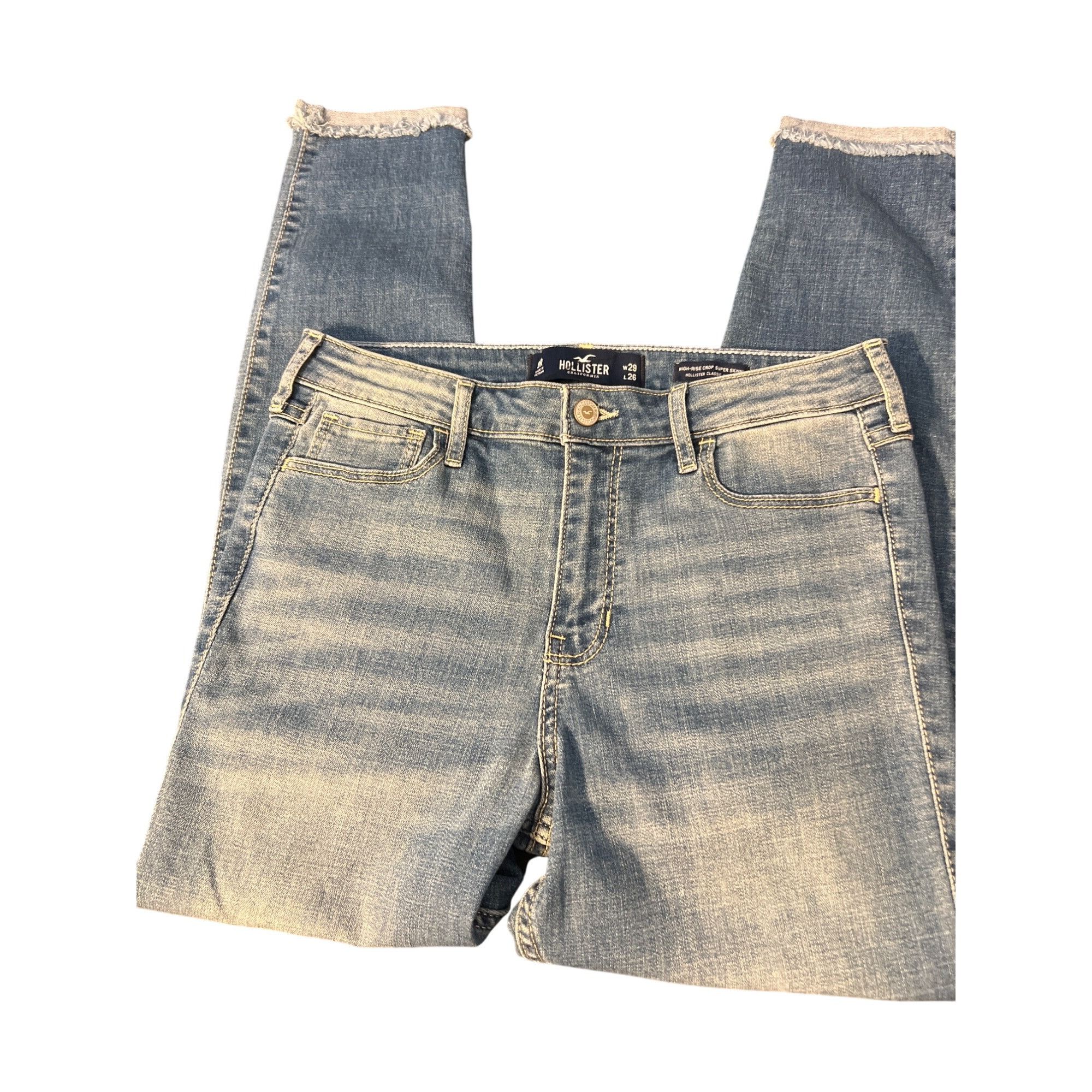 Hollister Hollister High Rise Crop Super Skinny Blue Jeans Classic Str Size 29" - 3 Thumbnail
