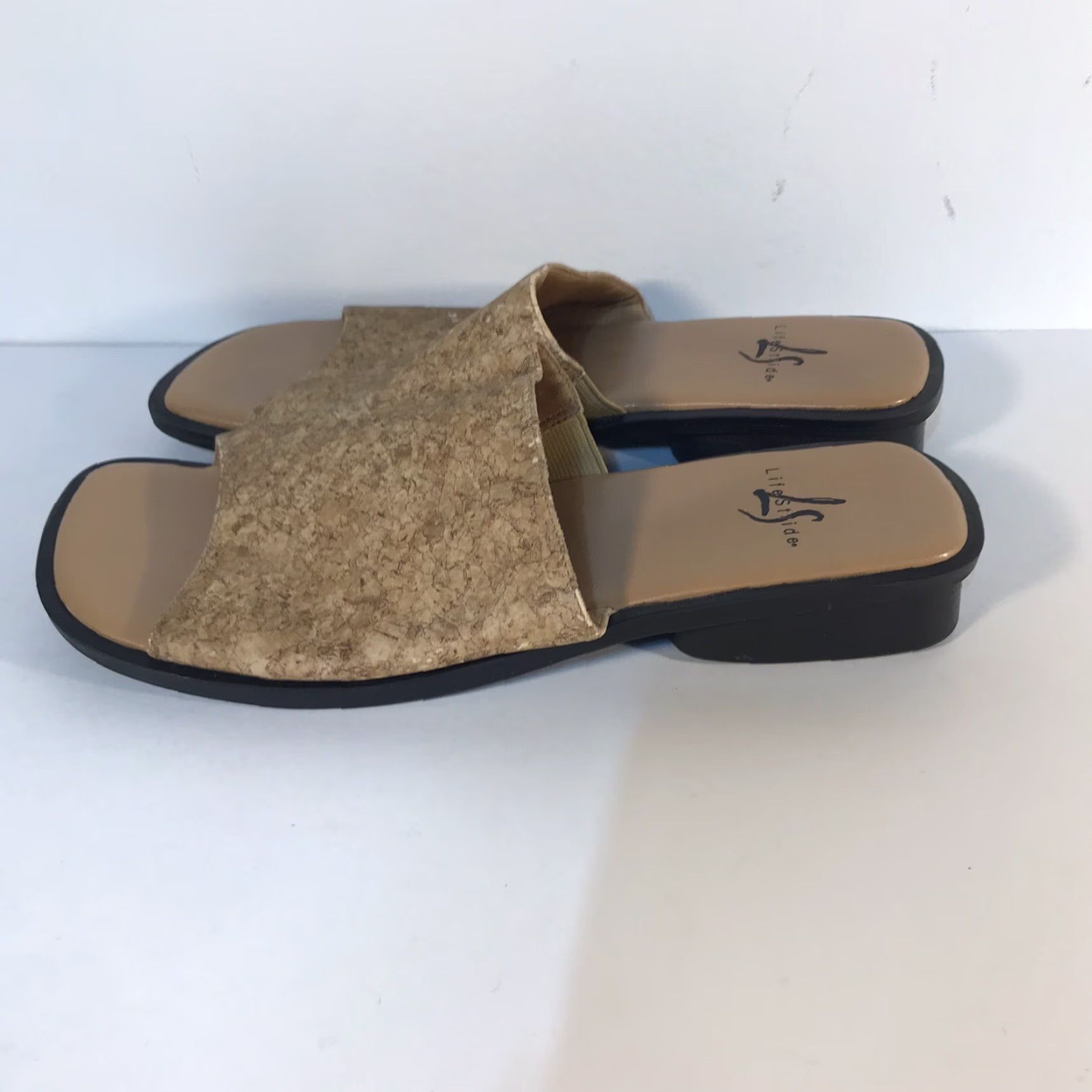 Vintage LIFESTRIDE Beige Slide Sandals Womens Size 6M Flat Comfort Casual Travel Size US 6 / IT 36 - 2 Thumbnail