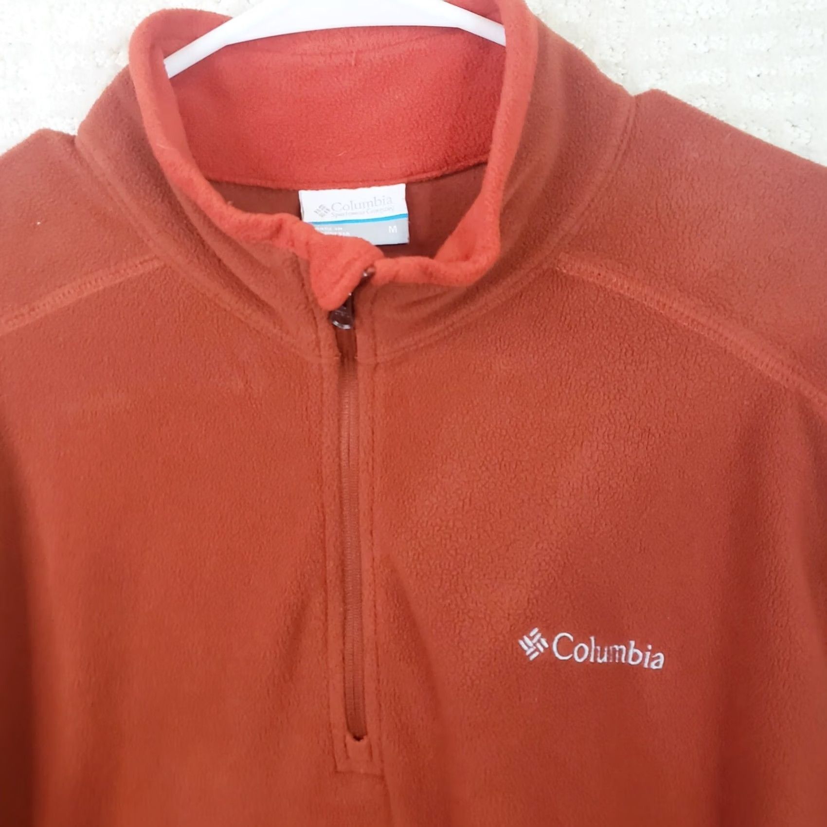 Vintage Columbia Men M Orange Fleece Polyester Pullover Sweater 1/4 Zip Mock Side Panel Size US M / EU 48-50 / 2 - 3 Thumbnail