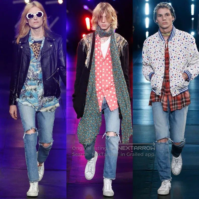 Saint Laurent Paris Saint Laurent Paris Cat Claw Light Blue Patchwork Slash Je Size US 33 - 9 Thumbnail