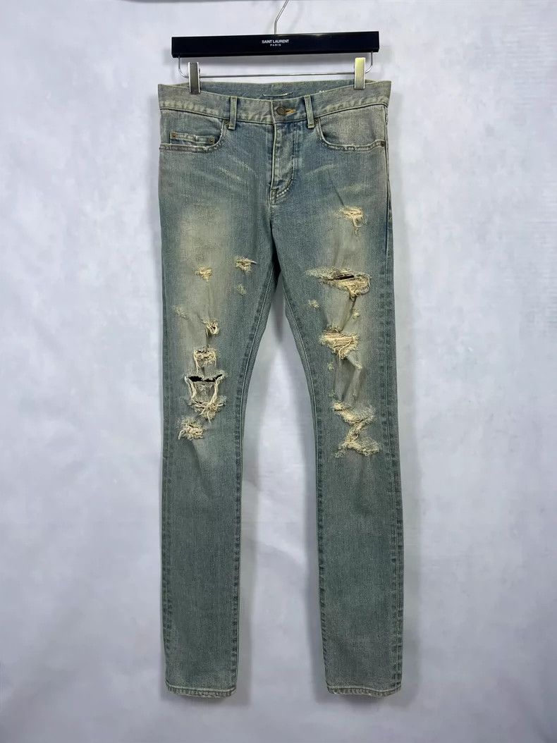 Saint Laurent Paris saint Laurent paris14fwD02 Jeans with claw mark erosion an Size US 29 - 1 Thumbnail