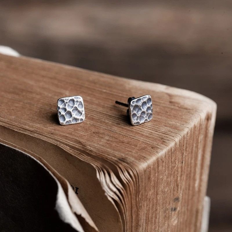 Jewelry Lunar surface Stud Earrings 925 Sterling Silver Ear Gift Size ONE SIZE - 1 Thumbnail
