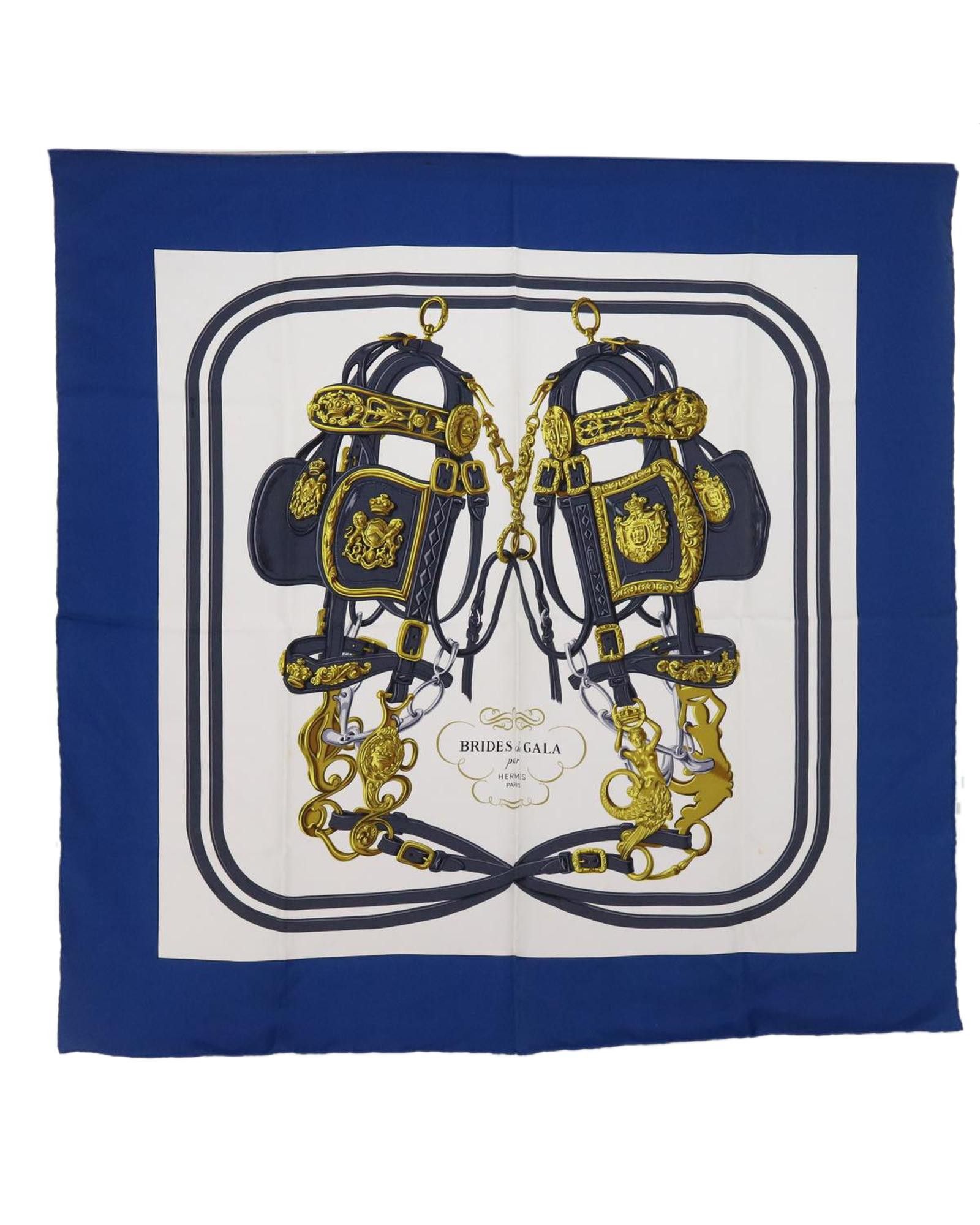 image of Hermes Blue And White Silk Scarf, Women's