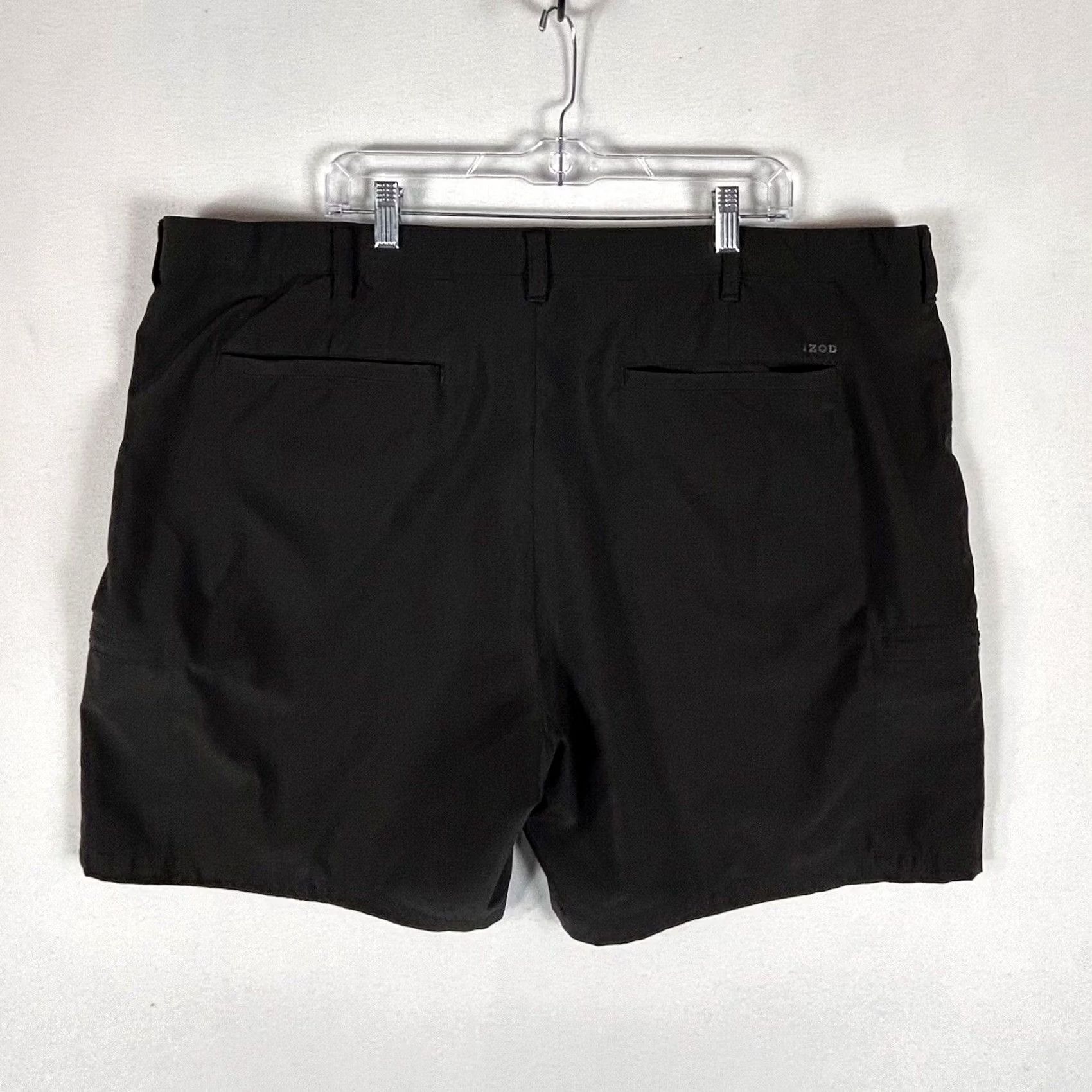 Izod Izod Golf Shorts Mens 44 Black Chino Straight Knit Lightweight Pocket Slit Front Flat Front Belt Loops 6in Inseam Casual Size US 44 / EU 60 - 7 Thumbnail