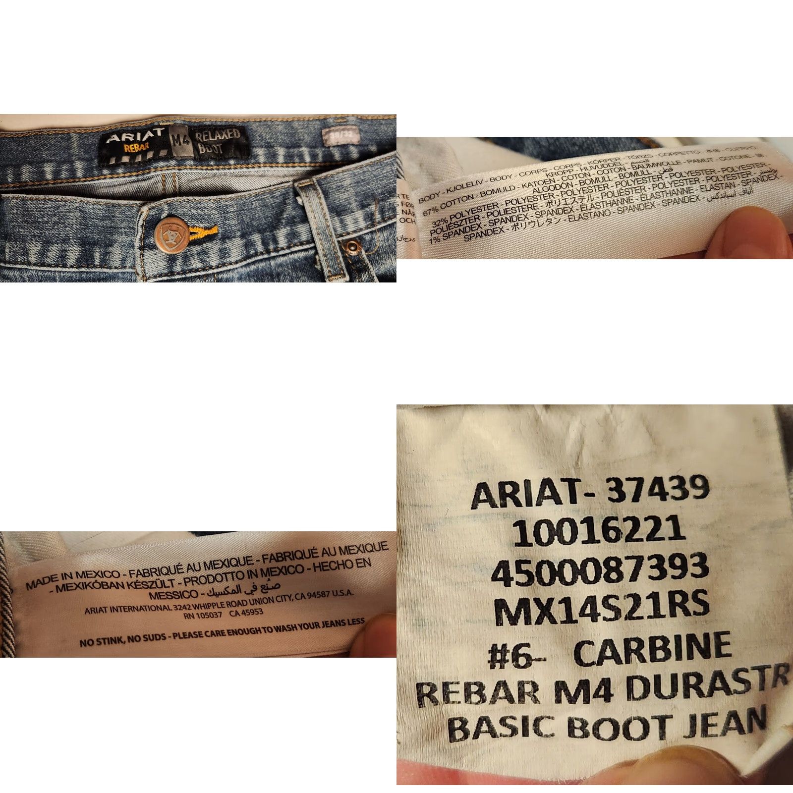 Ariat Ariat Bootcut Jeans Men's 38x32 Rebar M4 Relaxed Dura Stretch Basic Carbine Wash Jeans Size US 38 / EU 54 - 9 Thumbnail