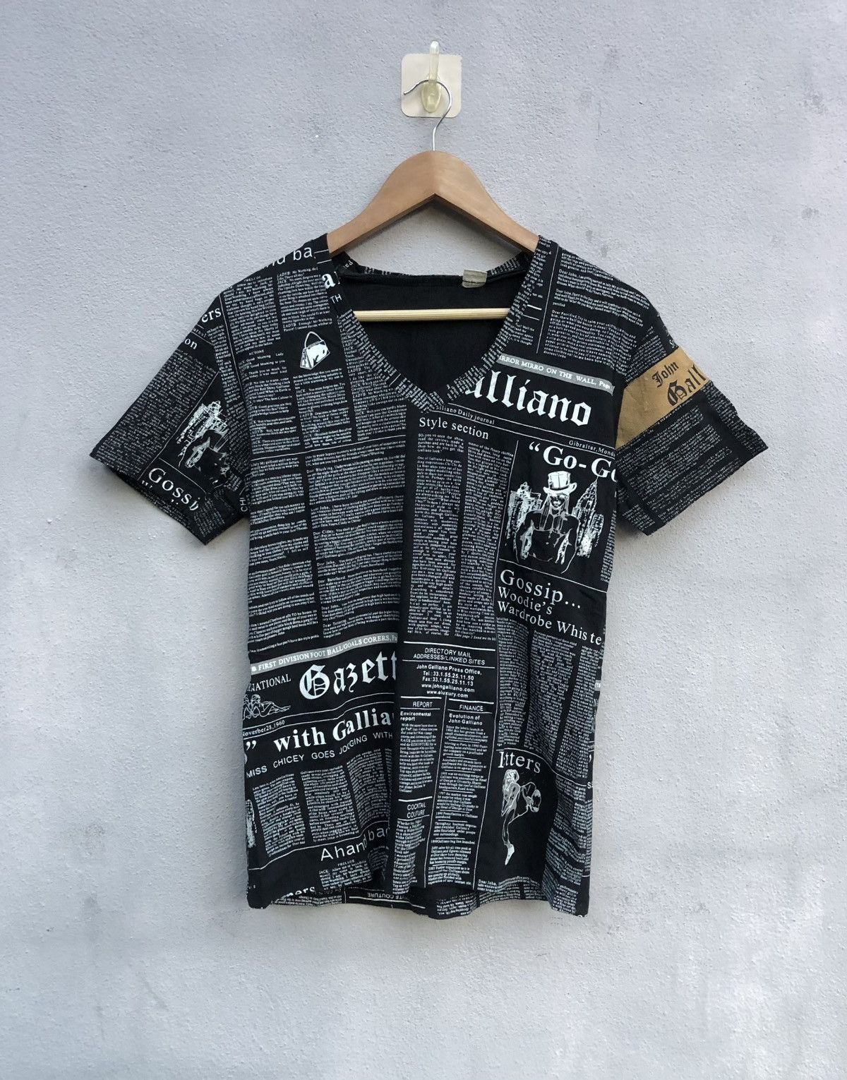 John Galliano Galliano Newspaper Print T Shirt *rare size* | Grailed