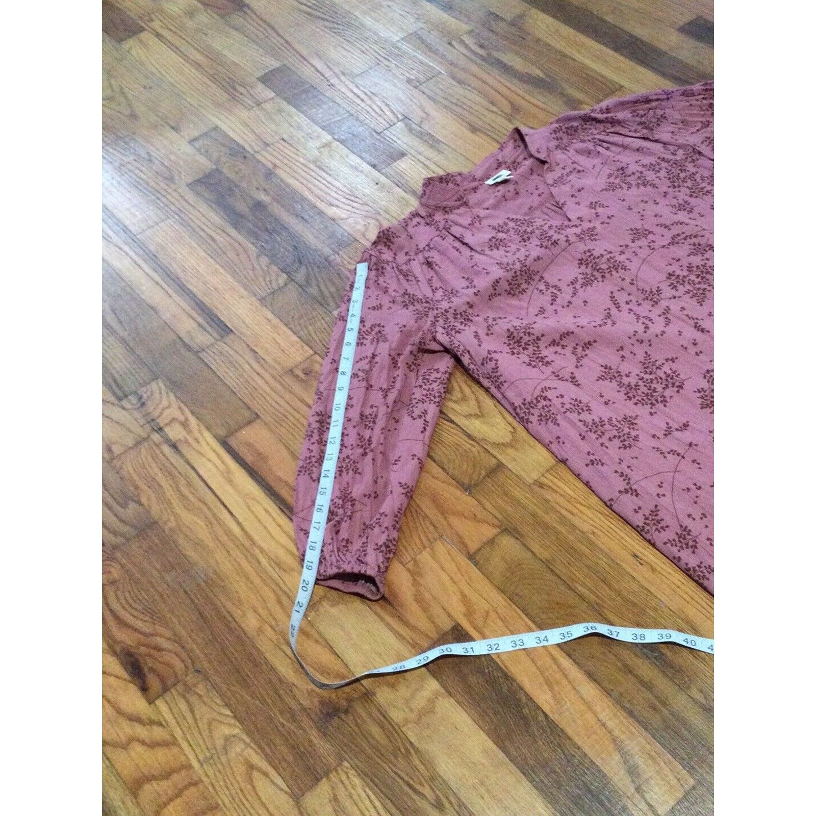 Vintage A.N.A. V-Neck Mauve Floral Long Sleeve Shift Dress Sz Small Size S / US 4 / IT 40 - 16 Thumbnail