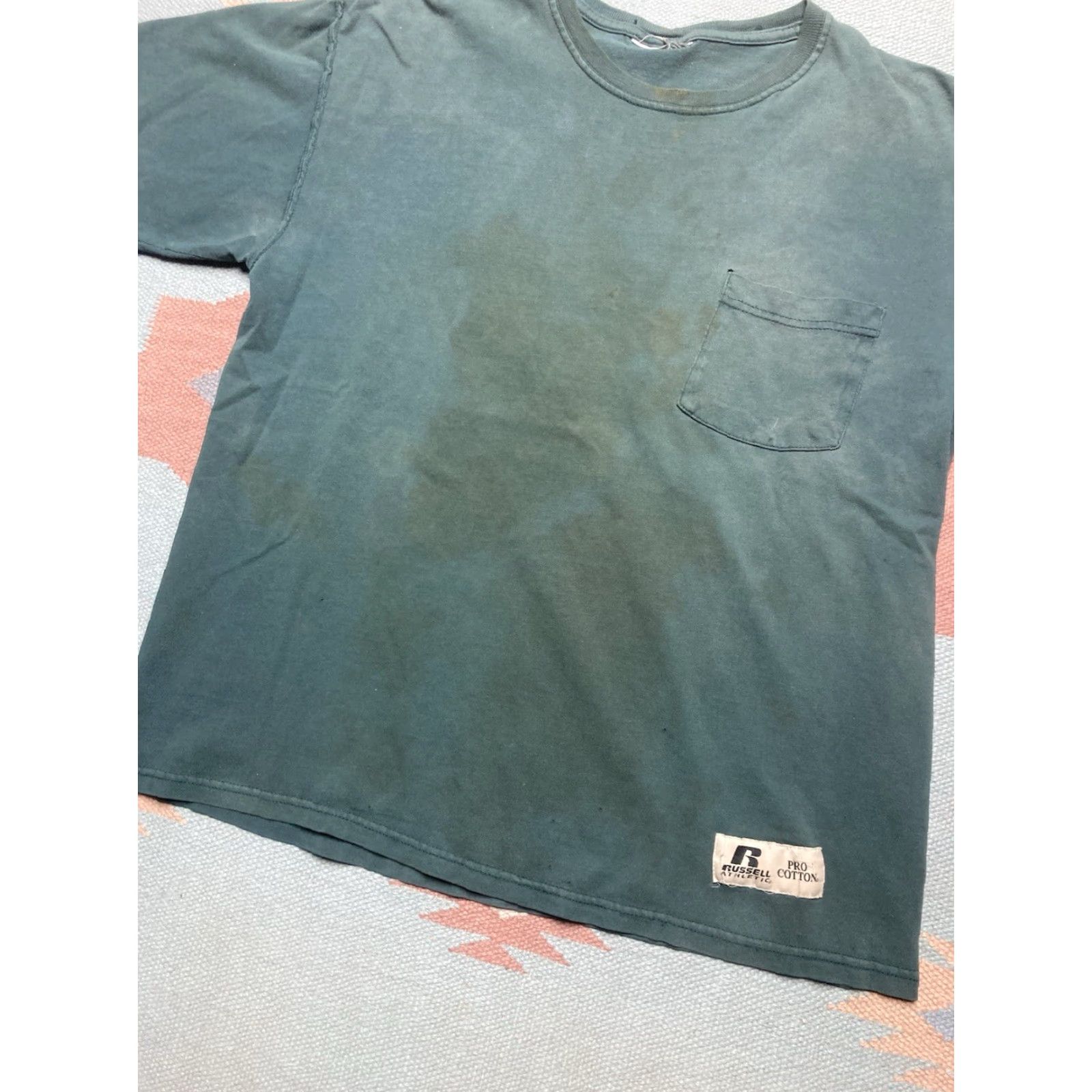 Russell Athletic VINTAGE Russell Athletic T-Shirt Pocket Men L Green Forest Distressed Boxy Large Size US L / EU 52-54 / 3 - 2 Thumbnail