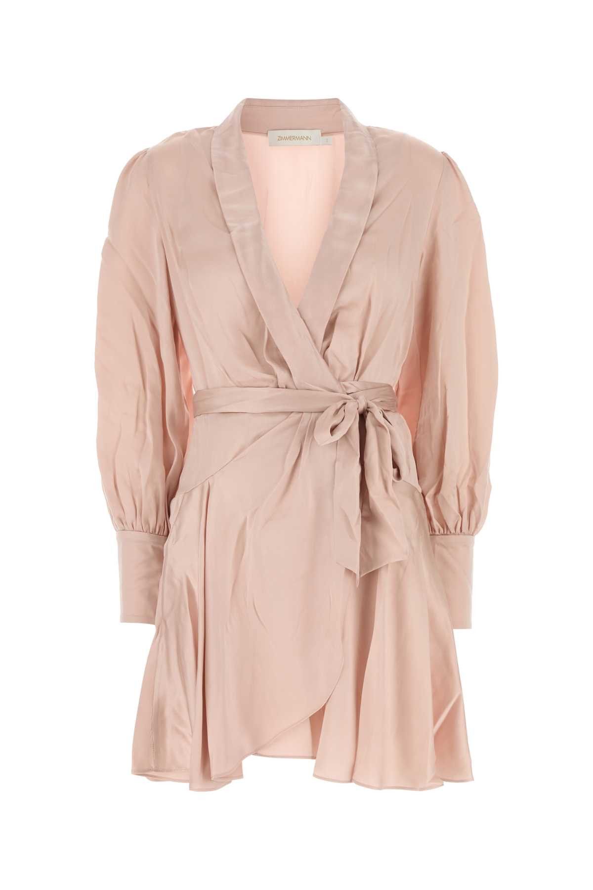 ワンピース ZIMMERMANN Pastel Pink Silk Mini Dress ZIMMERMANN pale pink petal Silk Wrap Mini Dress Size 2/ US 8