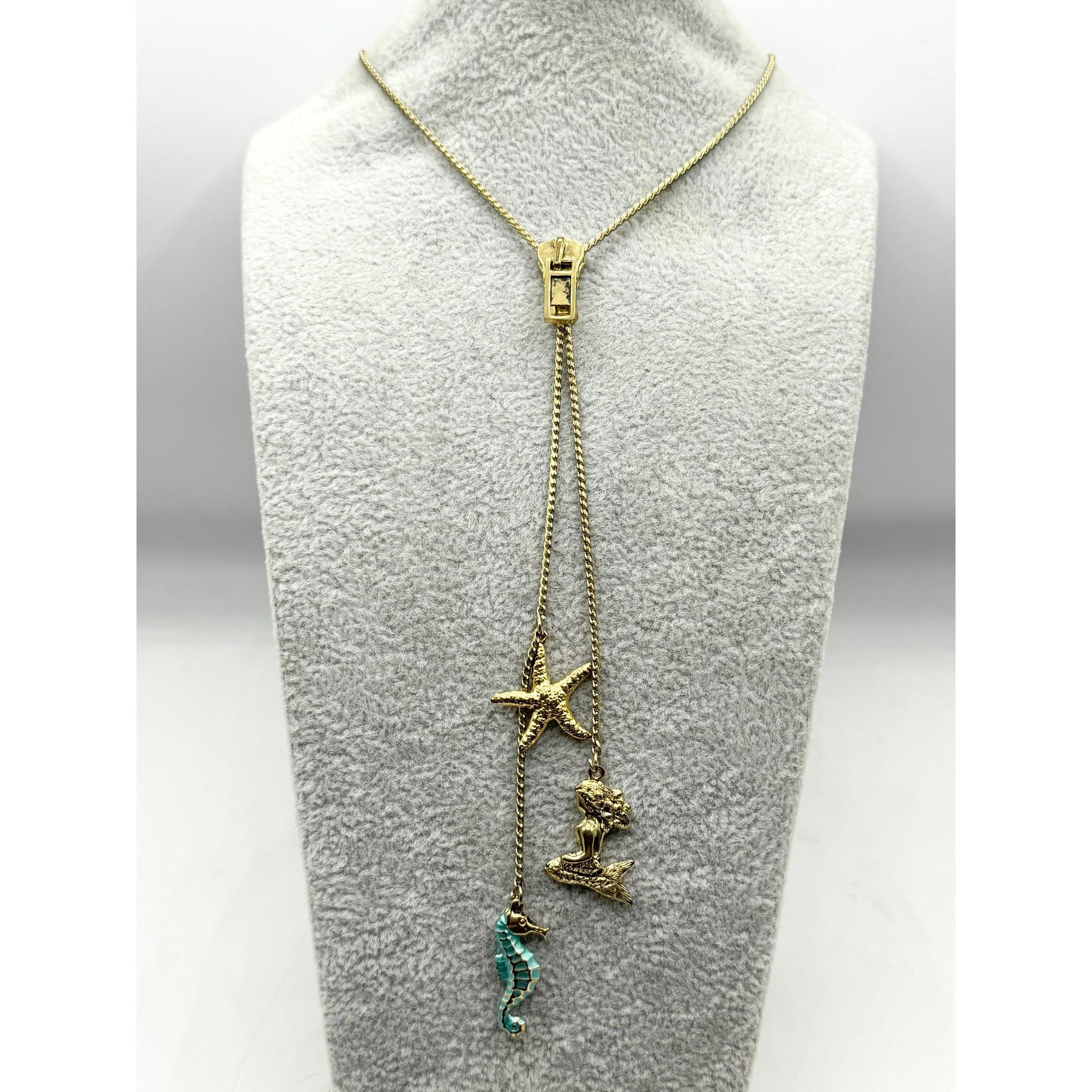 Other Vintage mermaid, starfish, enamel seahorse zipper necklace Size ONE SIZE - 1 Thumbnail