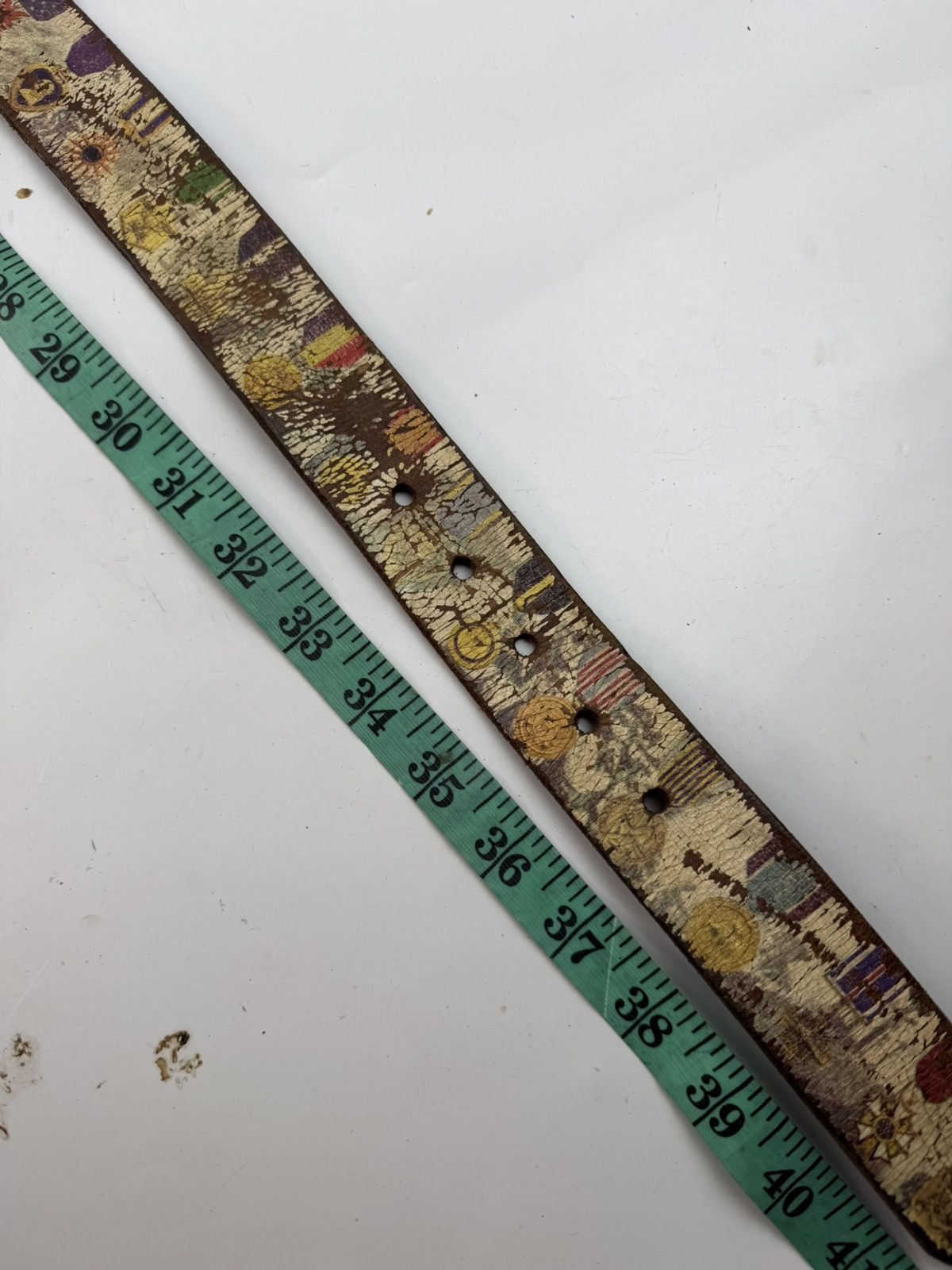 Japanese Brand vintage style distressed leather belt tc51 Size 36 - 6 Thumbnail