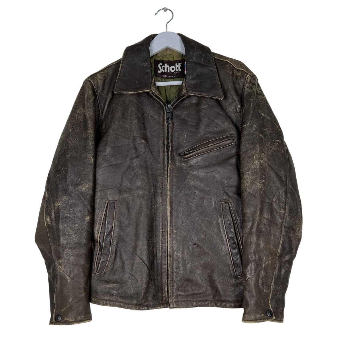 🔥 VINTAGE SCHOTT NYC LEATHER RACER JACKET MADE IN USA