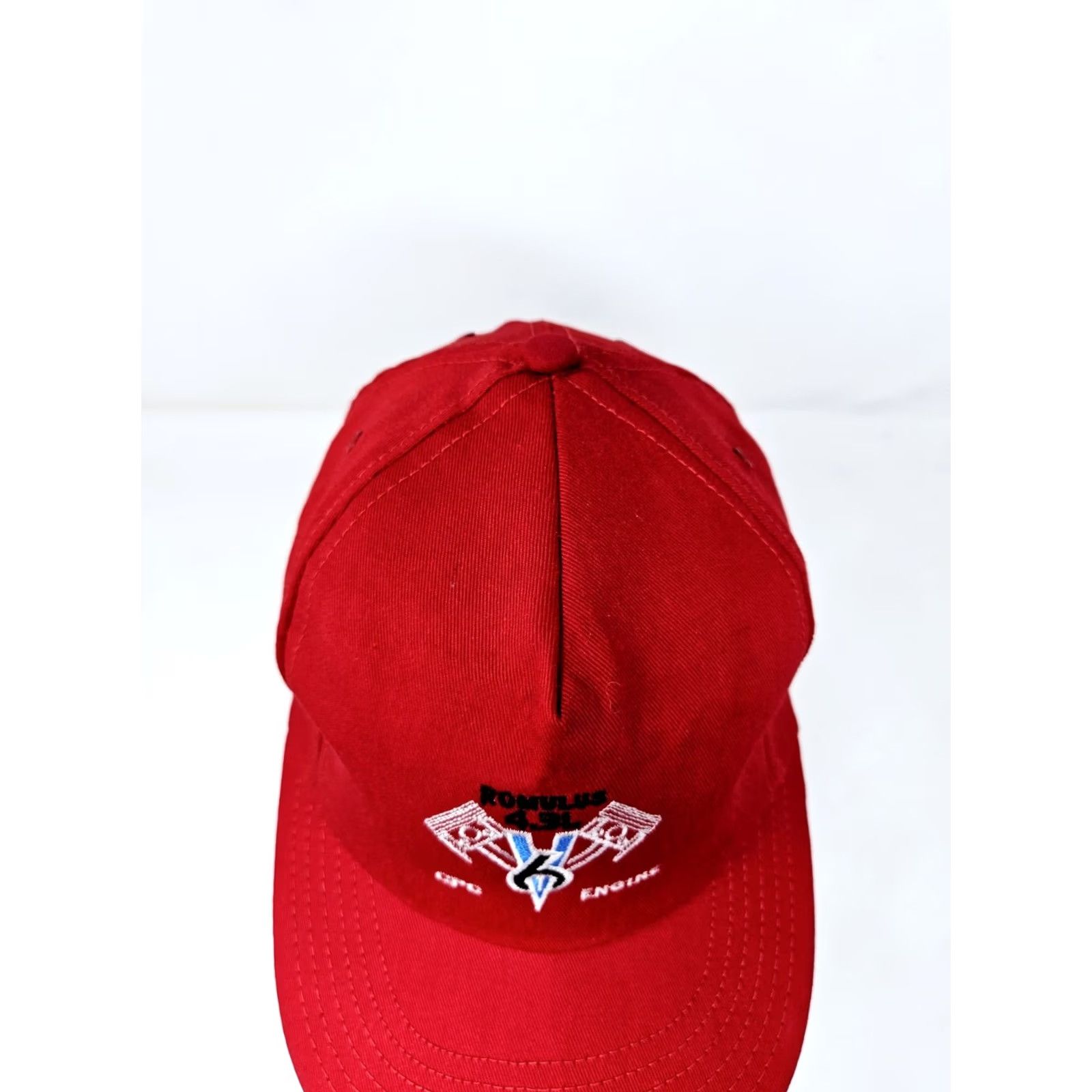 Vintage VINTAGE Romulus 4.3 L Engine Red Made In USA Snapback Hat Men One Size Red USA 80s 90s Cars Snapback Mens Size ONE SIZE - 2 Thumbnail