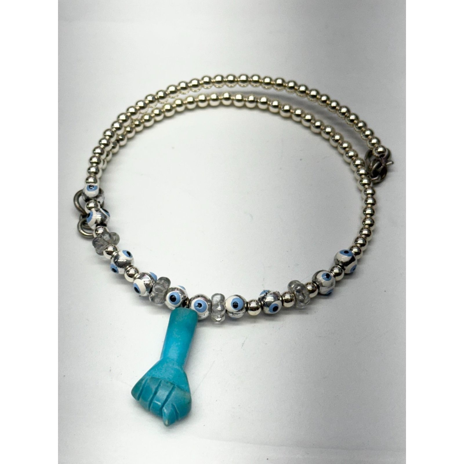 Vintage Vintage beaded evil eye stone figa hand collar necklace Size ONE SIZE - 4 Thumbnail