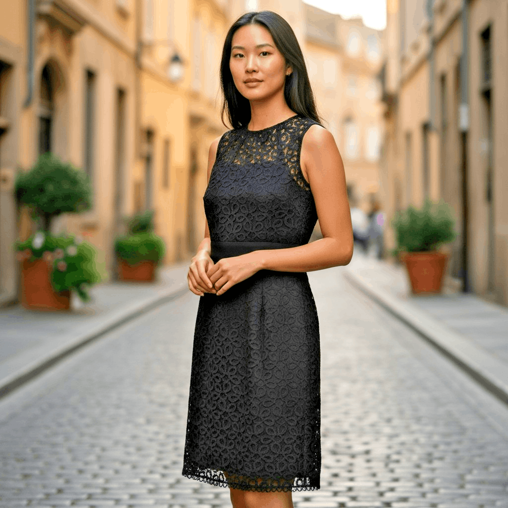 MILLY Milly Black Lace Sheath Dress Sz 6 | Cotton Nylon Blend | C Size M / US 6-8 / IT 42-44 - 1 Thumbnail