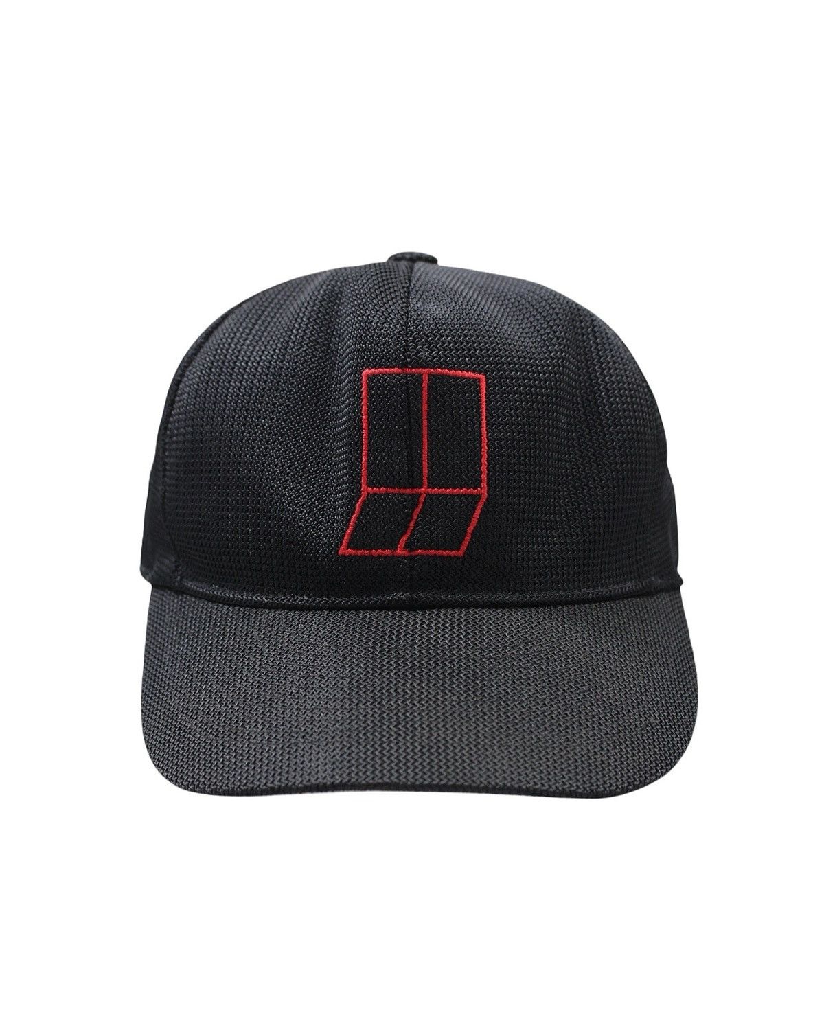20471120 × Hysteric Glamour × Japanese Brand 2000S BLACK MESH BASEBALL CAP WITH RED GEOMETRIC LOGO Size ONE SIZE - 1 Thumbnail