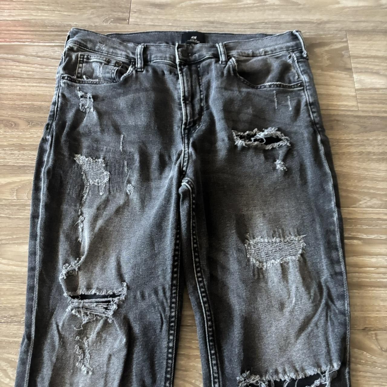 Japanese Brand Crazy Vintage Y2K/2000s Grunge Faded Black Distressed Rockstar Skinny Denim Jeans! 32x27 Size US 32 / EU 48 - 5 Thumbnail