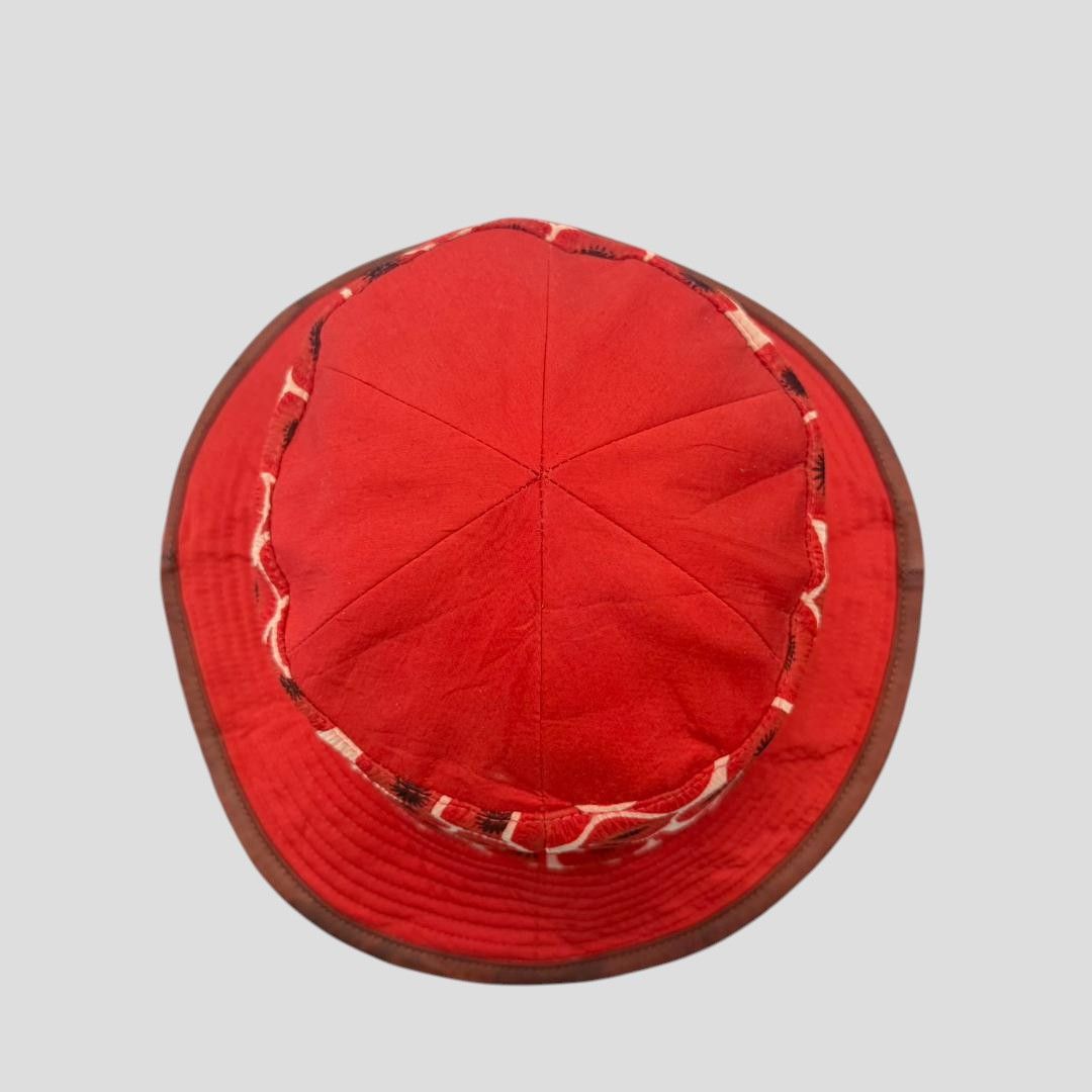 Hermes Vintage HERMES Red Orange Poppi Design Bucket Hat Size 58 Size ONE SIZE - 8 Thumbnail