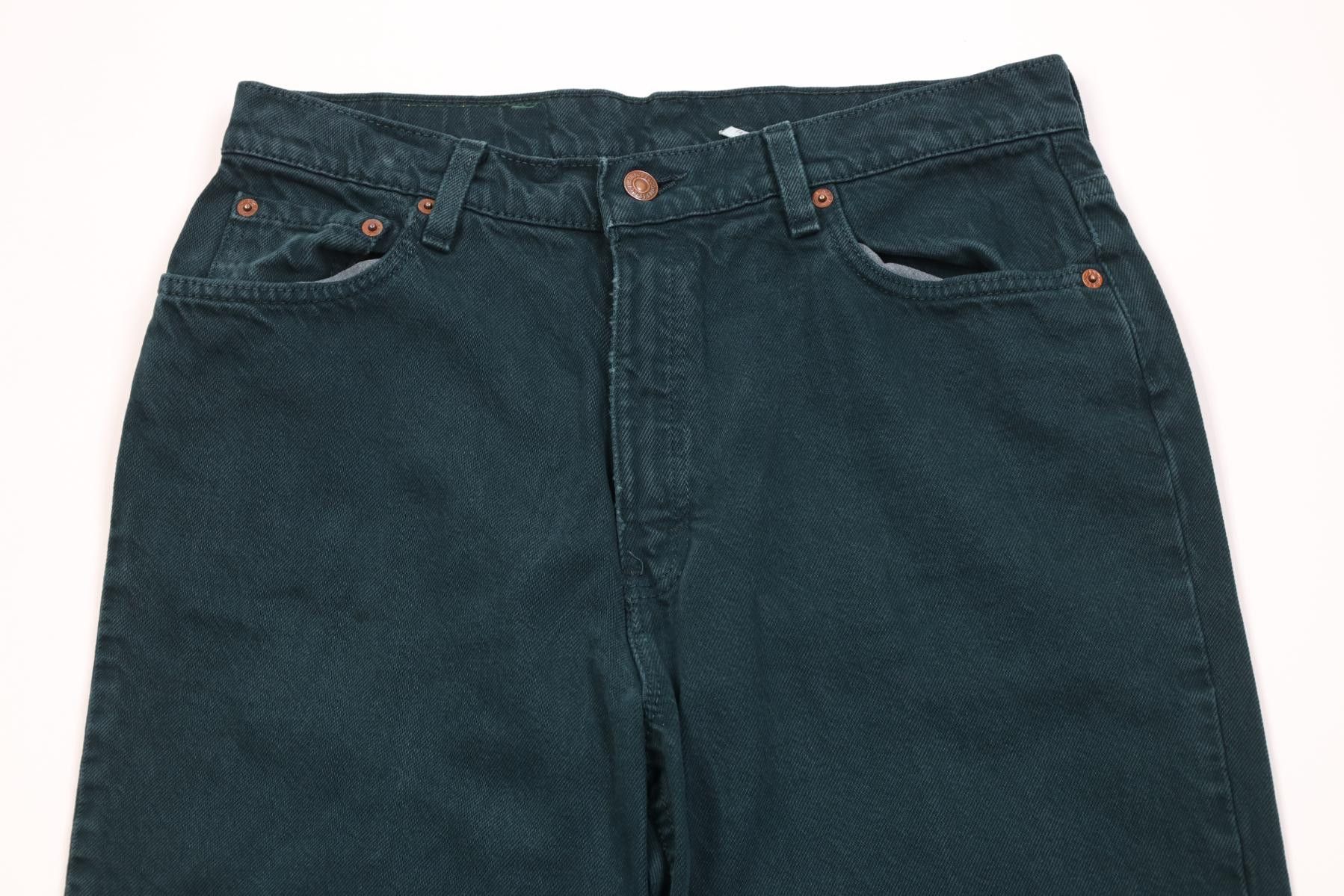 Levi's Vintage 90s Levis 521 Tapered Leg Denim Jeans Green USA Size 36" / US 14 / IT 50 - 2 Thumbnail