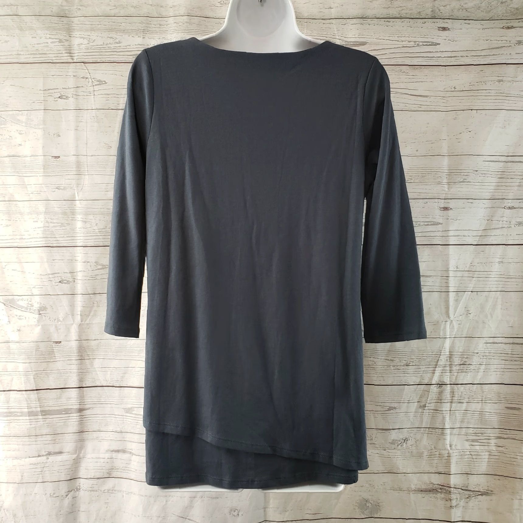 Vintage PureJill Womens 3/4 Sleeve Artistic Tee XS Solid Gray/Blue Cotton Blend T-Shirt Women's Casual Shirt Size XS / US 0-2 / IT 36-38 - 4 Thumbnail