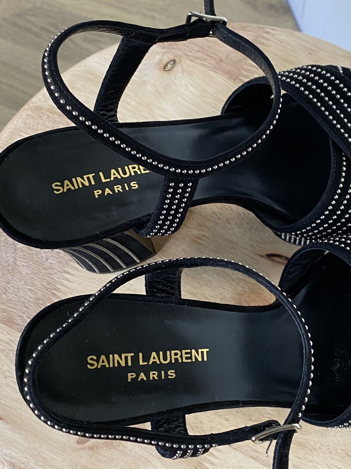 Saint Laurent Paris Saint Laurent Suede Studded Candy 80 Platform Sandals Black Size US 9 / IT 39 - 5 Thumbnail