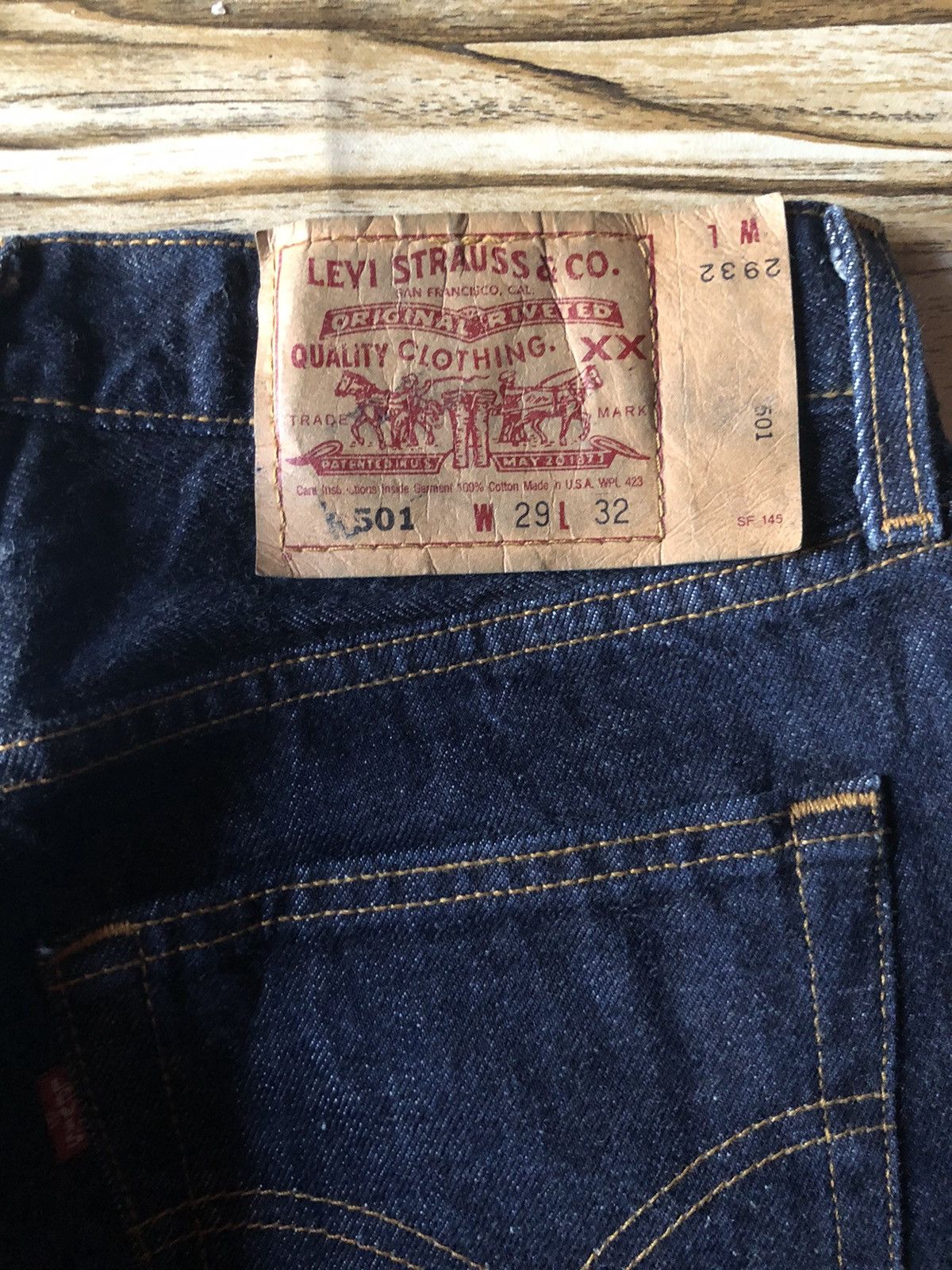 Levi's Size 29x31 Vtg 501 USA Late 90s Button Fly Dark blue Denim Size US 28 / EU 44 - 5 Thumbnail