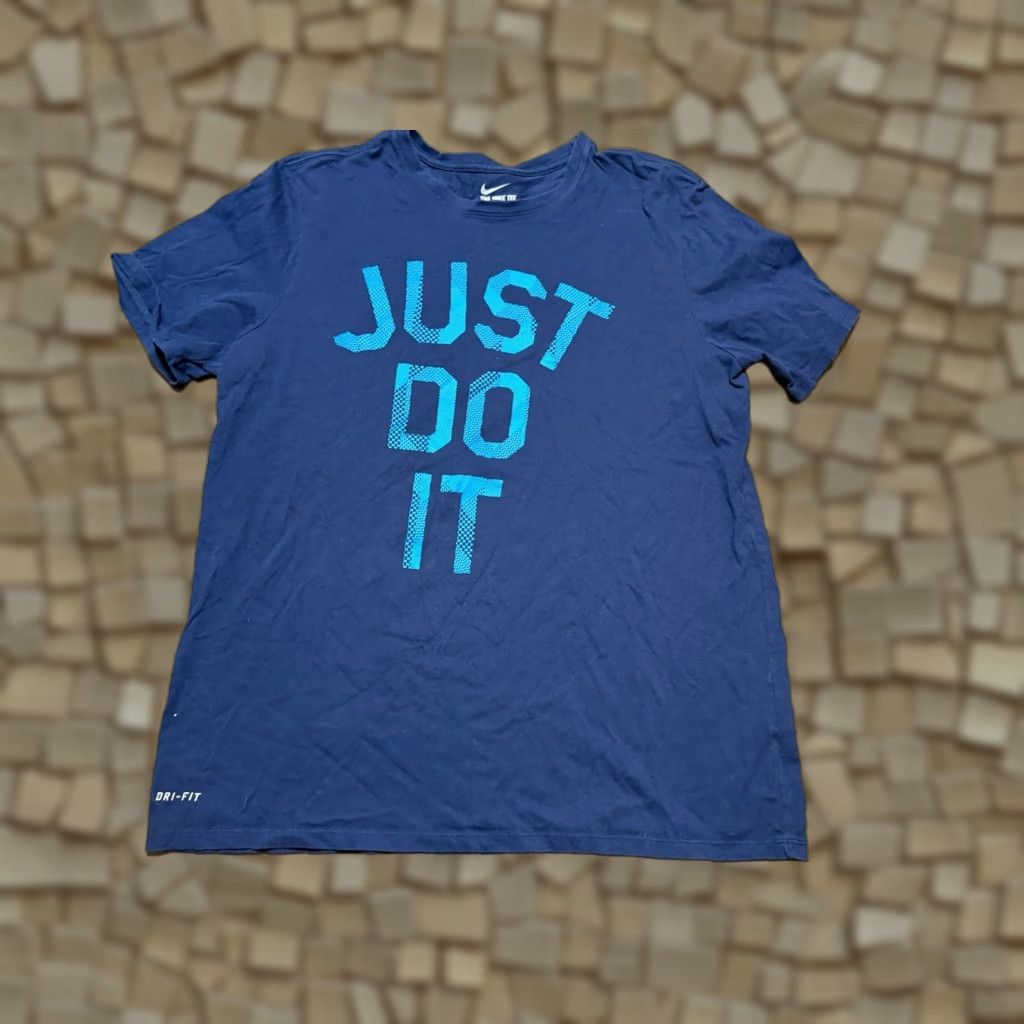 Nike Nike Shirts Men XL Blue Short Sleeve Crew Neck Just Do It Print Dri-Fit Size US XL / EU 56 / 4 - 1 Thumbnail