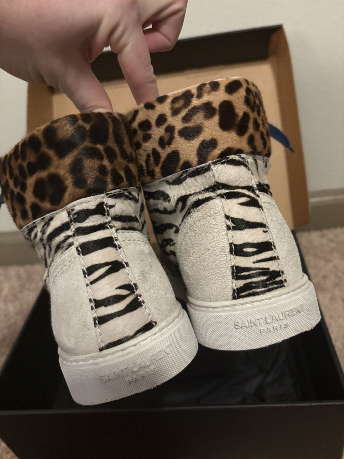 Saint Laurent Paris Saint Laurent Joe Pony Hair Calf Cheetah Zebra Sneaker Shoe Size US 9.5 / EU 42-43 - 3 Thumbnail