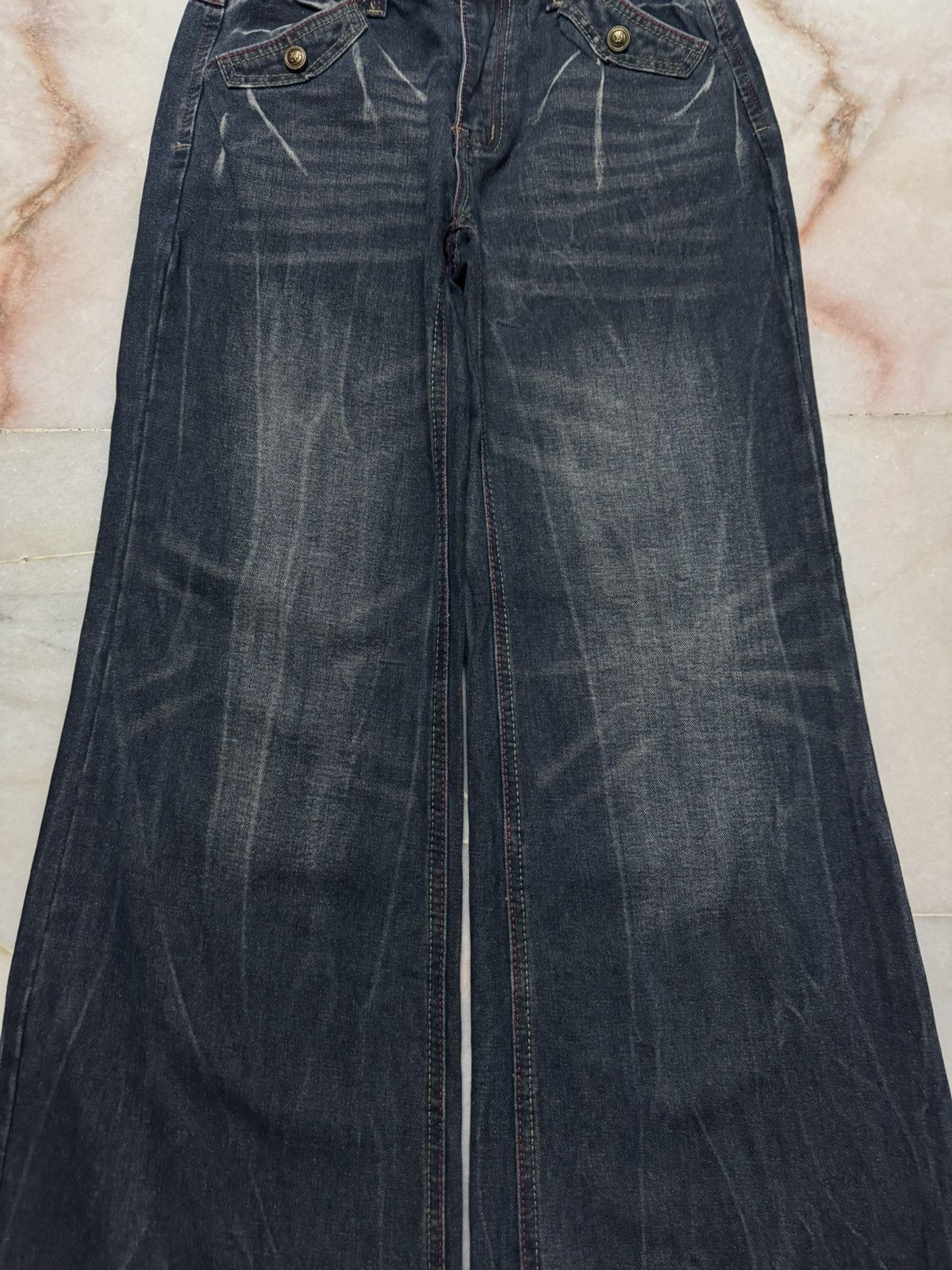 Tornado Mart BAGGY FLARE LEOPARD STUDDED ROMWE MUDMAX SICK BOOTCUT Size US 28 / EU 44 - 4 Thumbnail