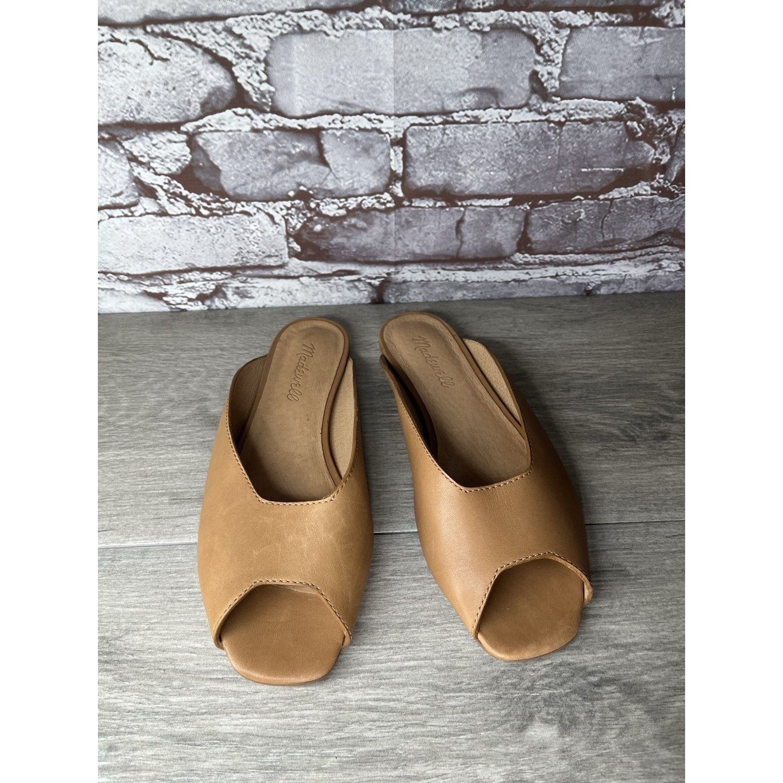 Madewell Madewell The Erica Peep-Toe Mule in English Saddle tan leath Size US 6.5 / IT 36.5 - 8 Thumbnail