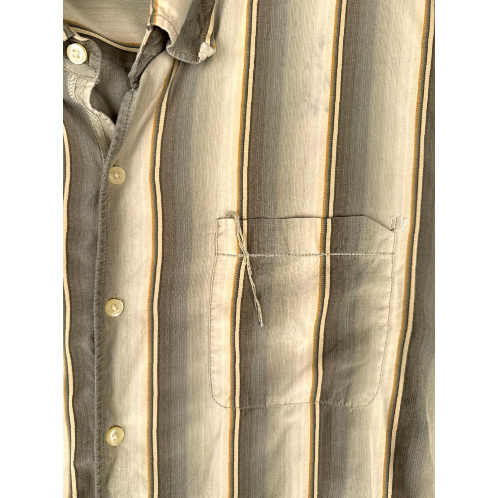 Tommy Bahama Tommy Bahama Shirt Men 2XL Gray Yellow Vertical Stripe Silk Blend Button Up Size US XXL / EU 58 / 5 - 6 Thumbnail