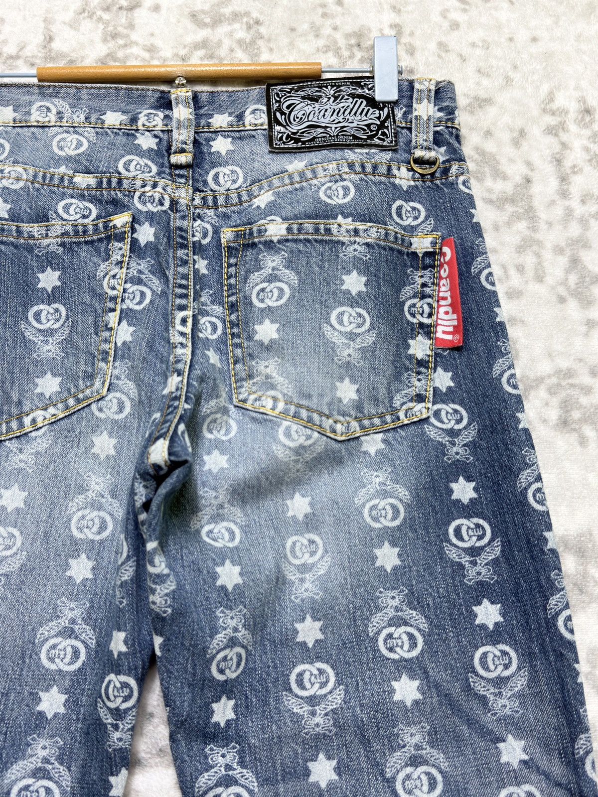 If Six Was Nine Co & Lu Washed All Over Monogram Full Print Denim Jeans Size US 31 - 10 Thumbnail