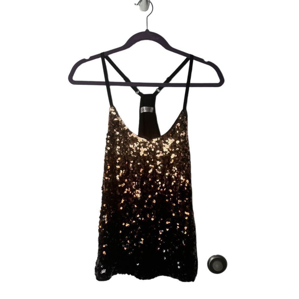 Other Maner Black & Gold Sequin Tank Top Sz S Adjustable Straps Size S / US 4 / IT 40 - 2 Thumbnail