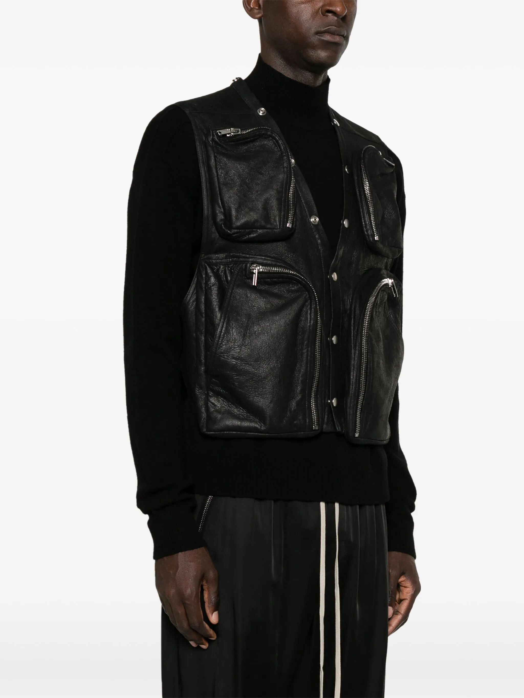 Rick Owens EU50 Zip Blistered Lamb Leather Cargo Vest FW24 Porterville Size US M / EU 48-50 / 2 - 16 Thumbnail