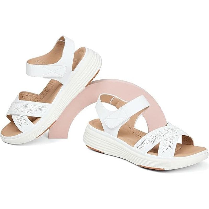 Other Ubfen Women's 5.5 White Faux Leather Open Toe Sandals Size US 5.5 / IT 35.5 - 4 Thumbnail