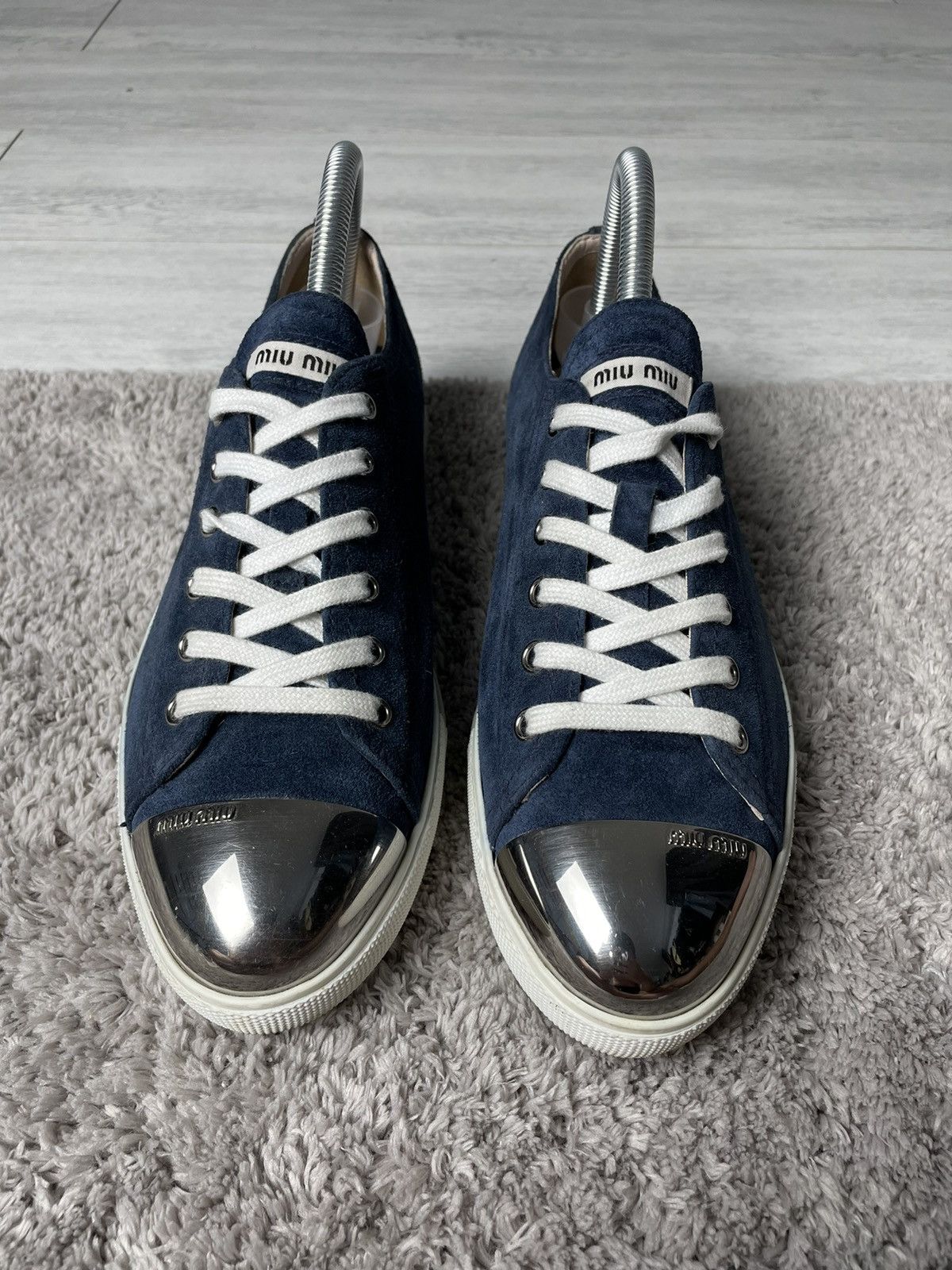 Miu Miu Prada Miu Miu Suede Metal Cap Sneakers Size US 10.5 / IT 40.5 - 2 Thumbnail
