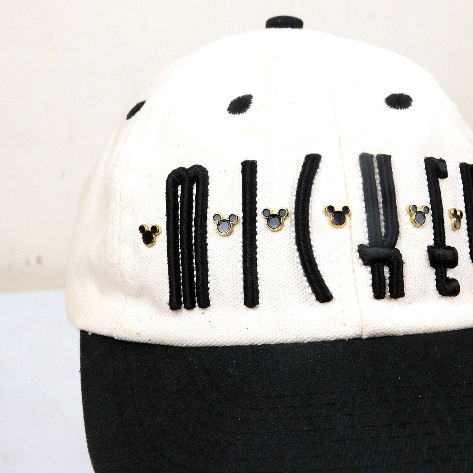 Disney Mickey & Co Strapback Hat Black White Adjustable Logo Rivets Size ONE SIZE - 2 Thumbnail