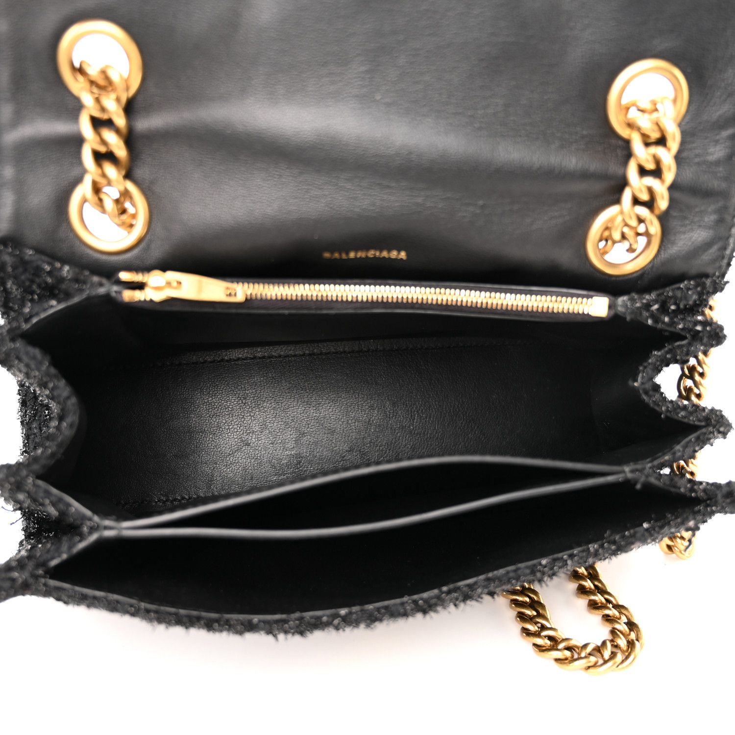 Balenciaga o1mt1gz0924 Size: OS / Crush Small Chain Bag Tweed in Black Size ONE SIZE - 4 Thumbnail