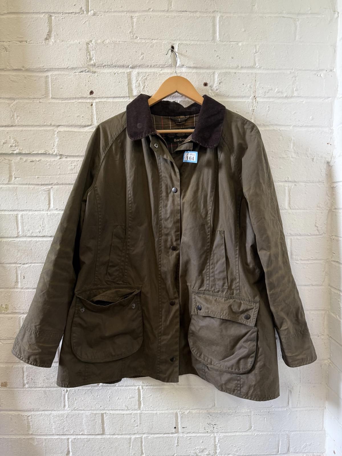 Barbour Barbour Women's Olive Green Waxed Jacket with Corduroy Trim Size XXL / US 16-18 / IT 52-54 - 1 Thumbnail