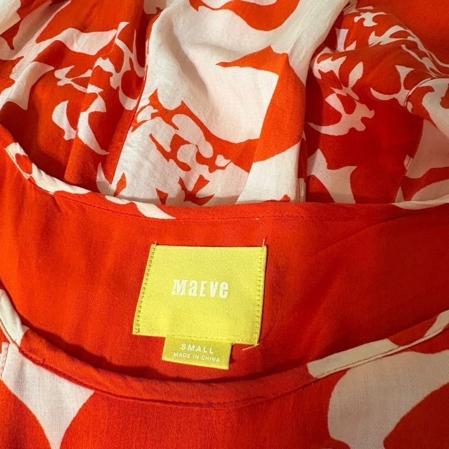 Anthropologie Anthropologie Maeve Mini Swing Dress Small Tangerine White B Size S / US 4 / IT 40 - 5 Thumbnail
