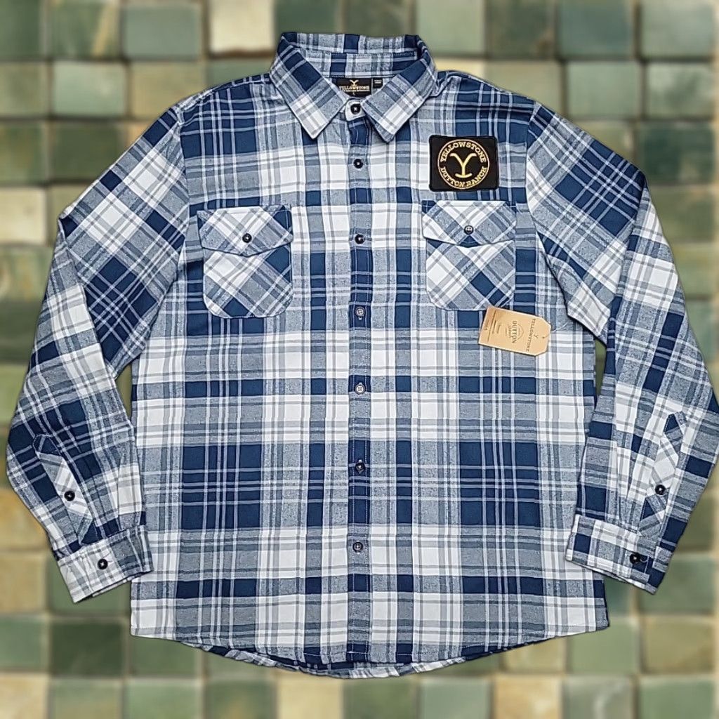 Vintage VINTAGE Yellowstone Shirt Mens L Blue Flannel Dutton Ranch Montana Outdoors Classic Embroidered Pocket Plaid Button-Up Size US L / EU 52-54 / 3 - 1 Thumbnail
